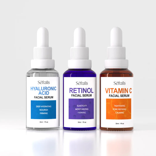 Séfralls Hyaluronic Acid VC Essence Set 30ml*3pcs With Vitamin-C Vitamin-A and Hyaluronic Acid Serum For Glistening, Firming Hy
