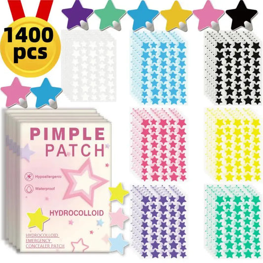 1400pcs Colorful PE Star Shaped Pimple Patches Invisible Pimple Cover Removal Cute Star Pimple Cover Sticker for Acne Treatment