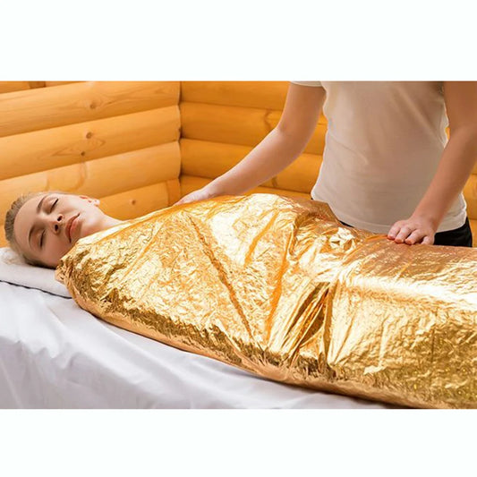 5 Pcs Thermal Foil Sauna Blanket For Detox Weight Loss,Far Infrared Therapy Retains UpTo 97% Of Body Heat Survival Mylar Blanket