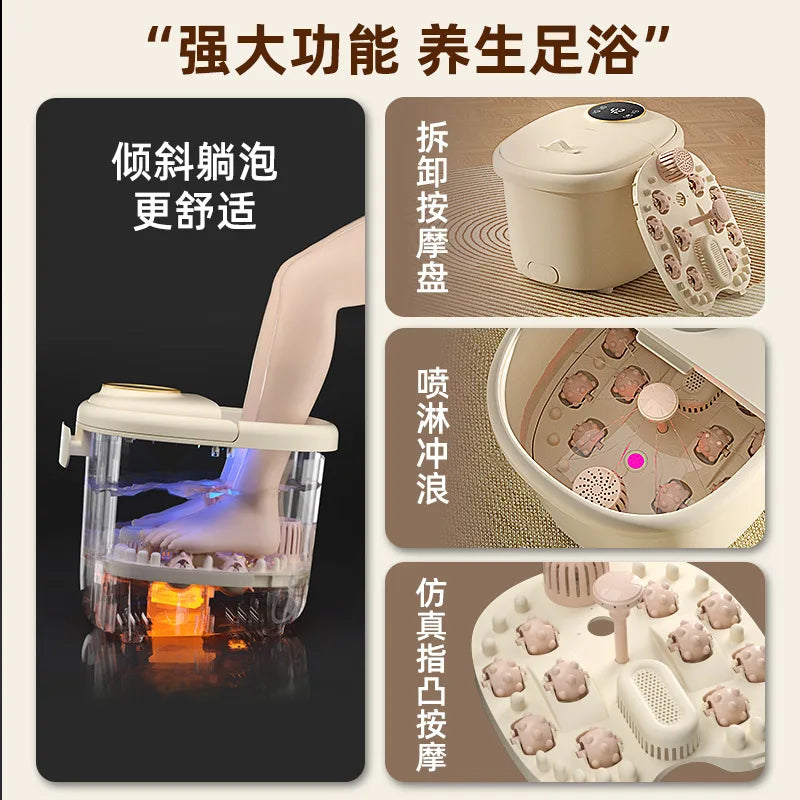 Upgraded Electric Foot Spa Bath Massager Automatic Heating Foot Tub with Bubbles Home Pedicure Basin for Relaxation Whole