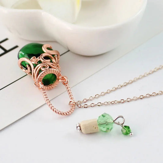 Multicolor Perfume Vial Necklace Glass Vial Heart Shape Wishing Bottle Pendant Essential Oil Diffuser Adjustable Chain Jewelry
