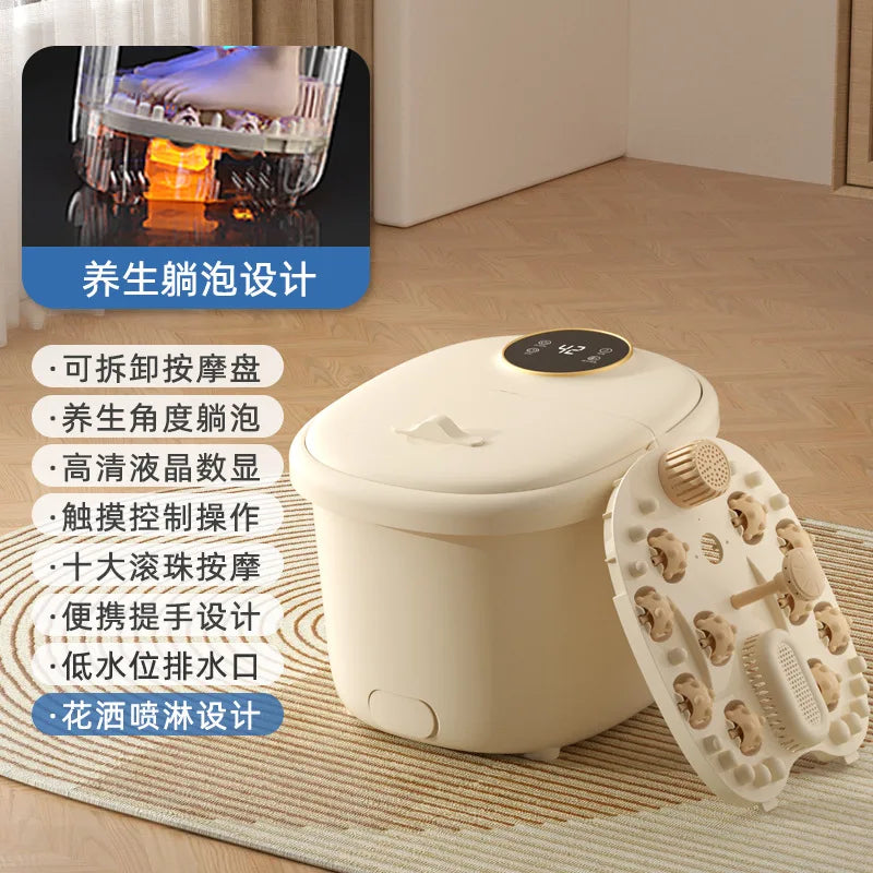 Upgraded Electric Foot Spa Bath Massager Automatic Heating Foot Tub with Bubbles Home Pedicure Basin for Relaxation Whole