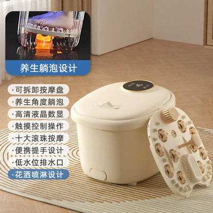 Upgraded Electric Foot Spa Bath Massager Automatic Heating Foot Tub with Bubbles Home Pedicure Basin for Relaxation Whole