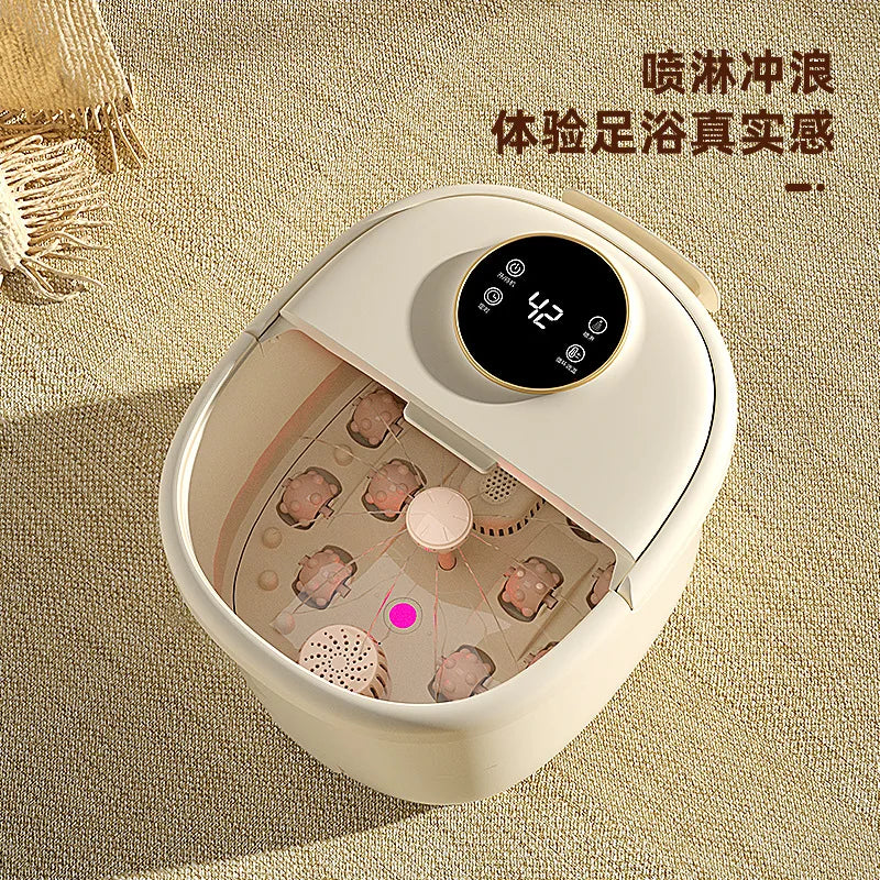Upgraded Electric Foot Spa Bath Massager Automatic Heating Foot Tub with Bubbles Home Pedicure Basin for Relaxation Whole