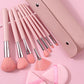 8pcs pink makeup brush set,high-quality bristles foundation brush,blush brush,eyeshadow brush+2PCS makeup sponge with storagebag