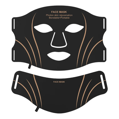 7 Color LED Face Mask with Neck Wireless Portable Red Light Therapy for Anti-Aging, Wrinkles, Skin Rejuvenation, Home Use