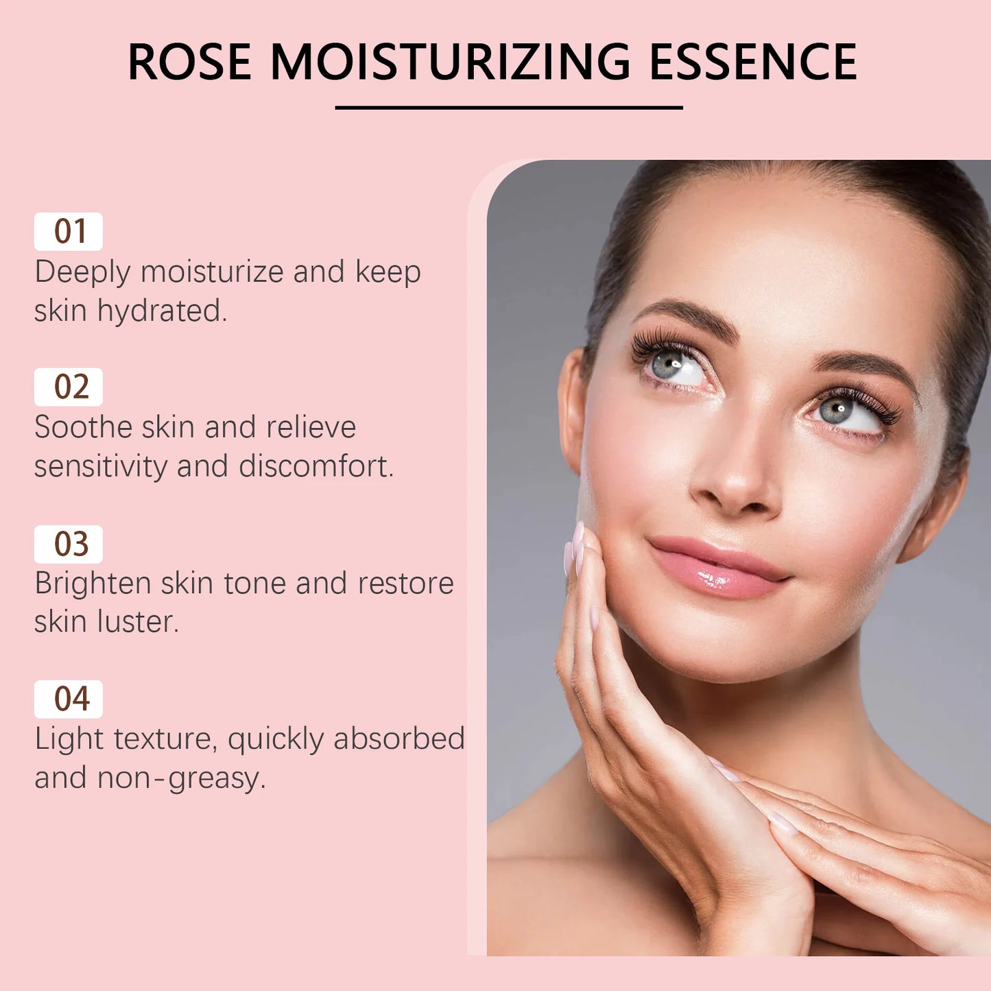 Rose Moisturizing Essence Soothing Skin Deep Hydrating Lasting Nourishing Improve Dullness Even Skin Tone Brightening Face Skin