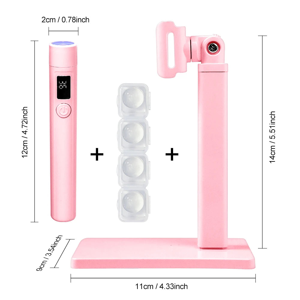 Mini Professional Nail Art UV LED Light  Rechargeable Display Portable Nail Dryer LED Light Support Base for Nail Art Removable