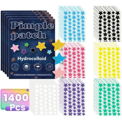 1400pcs Colorful PE Star Shaped Pimple Patches Invisible Pimple Cover Removal Cute Star Pimple Cover Sticker for Acne Treatment