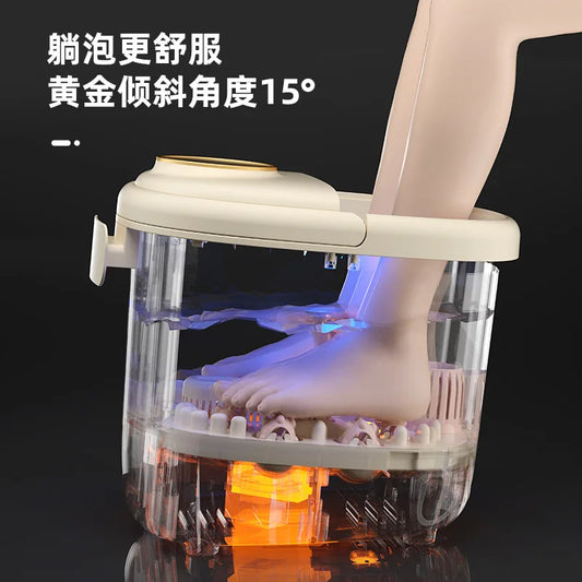 Upgraded Electric Foot Spa Bath Massager Automatic Heating Foot Tub with Bubbles Home Pedicure Basin for Relaxation Whole