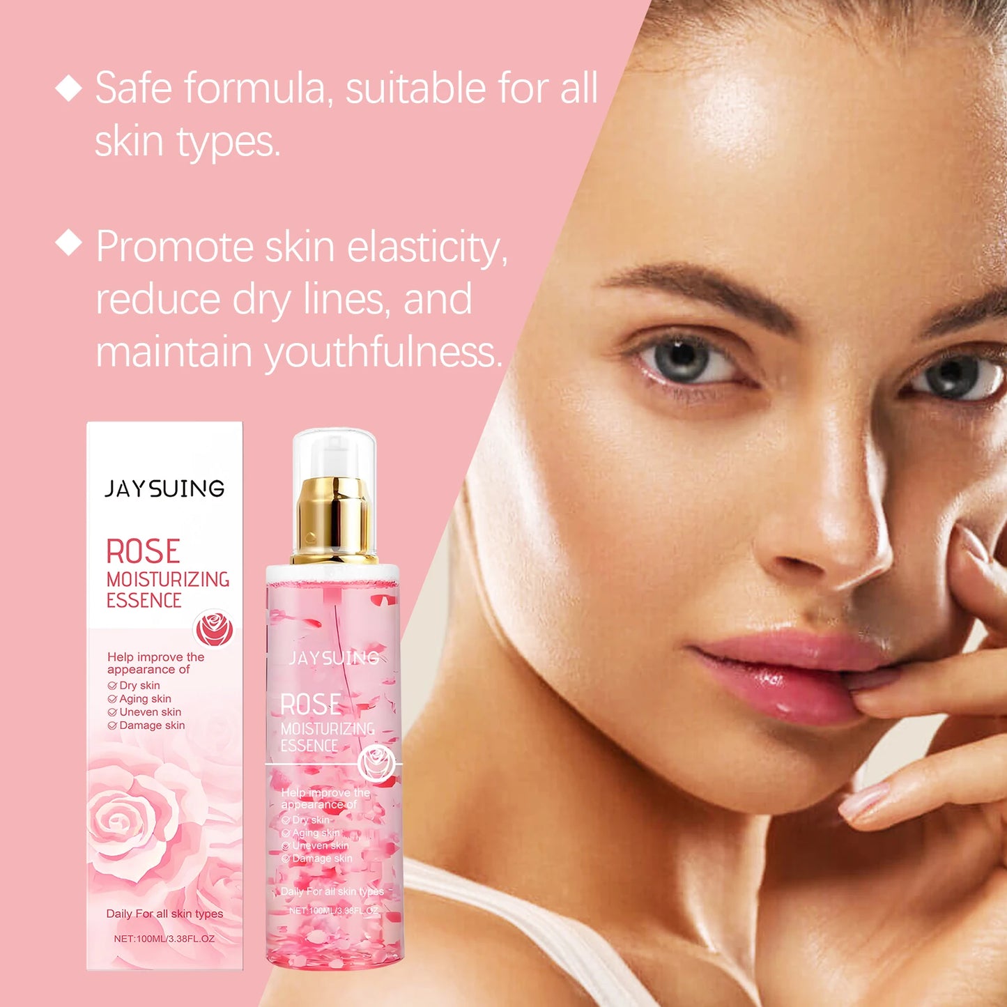 Rose Moisturizing Essence Soothing Skin Deep Hydrating Lasting Nourishing Improve Dullness Even Skin Tone Brightening Face Skin