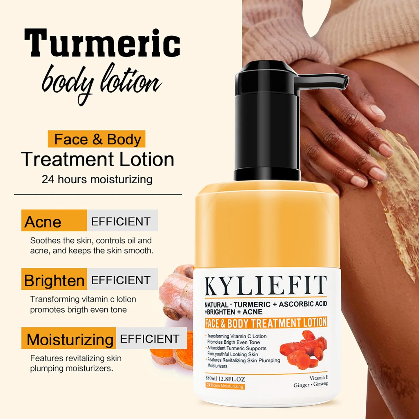 AILKE Organic Turmeric Skin Care Set, Brighten, Cleaning Skin, Reduce Acne, Whiten, Even Skin Tone, Improve Dry Skin