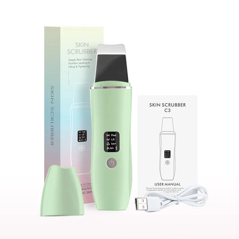 Ultrasonic Skin Scrubber Skin Spatula Ion Deep Face Cleaning 4 Modes Facial Lifting Ultrasonic Cleaner Peeling Skin Care Device
