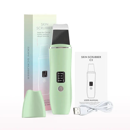 Ultrasonic Skin Scrubber Skin Spatula Ion Deep Face Cleaning 4 Modes Facial Lifting Ultrasonic Cleaner Peeling Skin Care Device