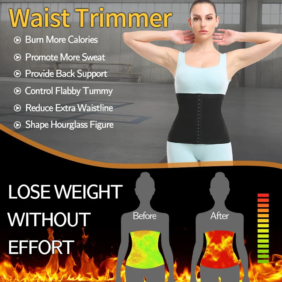 Women's Waist Trainer Shapers Premium Sauna Wrap Weight Loss Body Shaper Girdle Fitness Belly Sweat Workout Slimming Belt