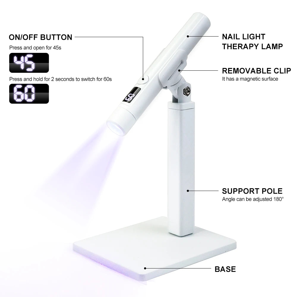 Mini Professional Nail Art UV LED Light  Rechargeable Display Portable Nail Dryer LED Light Support Base for Nail Art Removable