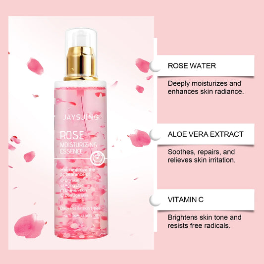 Rose Moisturizing Essence Soothing Skin Deep Hydrating Lasting Nourishing Improve Dullness Even Skin Tone Brightening Face Skin