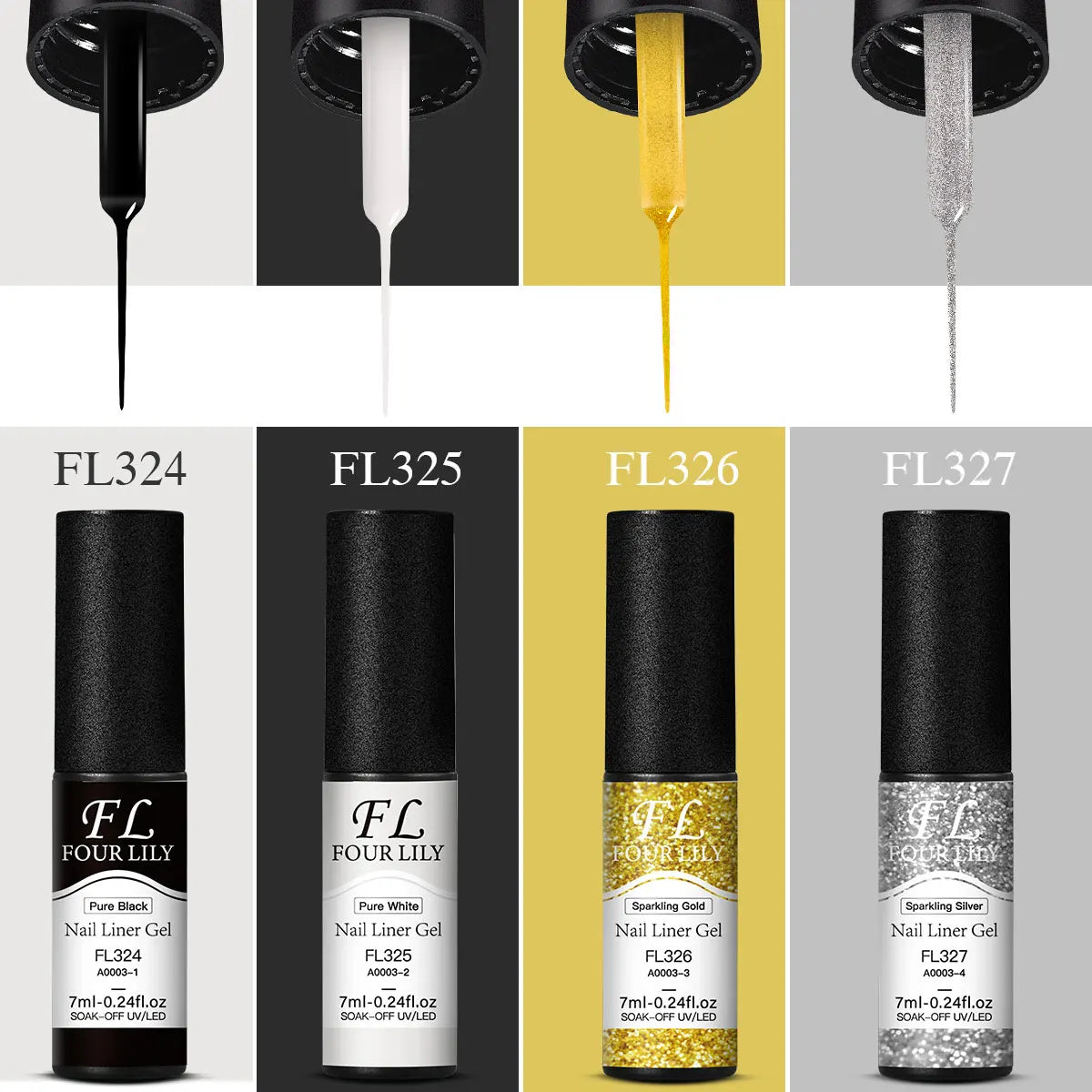 4pcs Nail Liner Gel Polish Kit Black White Gold Silver DIY Nail Supplies Vernis Manicure Design UV/LED Drawing Painting Gel Glue