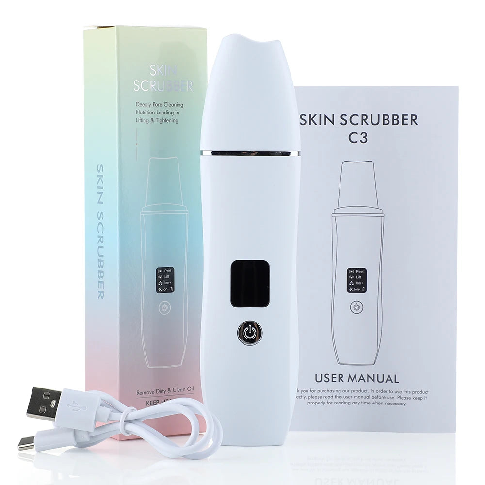 Ultrasonic Skin Scrubber Skin Spatula Ion Deep Face Cleaning 4 Modes Facial Lifting Ultrasonic Cleaner Peeling Skin Care Device