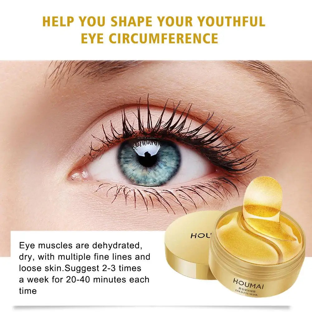 1/2/3Boxes 24K Gold Eye Gel Pads Eye Mask Under Eye Patches For Dark Circle & Puffiness Moisturizing W/ Collagen Hyaluronic Acid