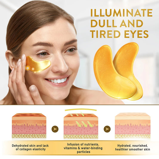 1/2/3Boxes 24K Gold Eye Gel Pads Eye Mask Under Eye Patches For Dark Circle & Puffiness Moisturizing W/ Collagen Hyaluronic Acid