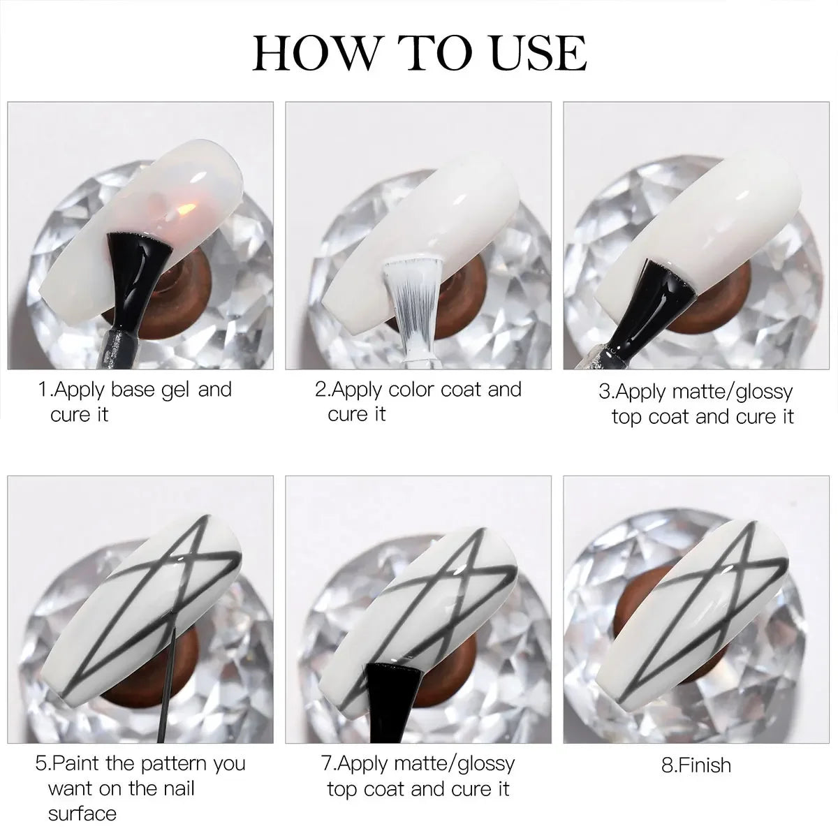 4pcs Nail Liner Gel Polish Kit Black White Gold Silver DIY Nail Supplies Vernis Manicure Design UV/LED Drawing Painting Gel Glue