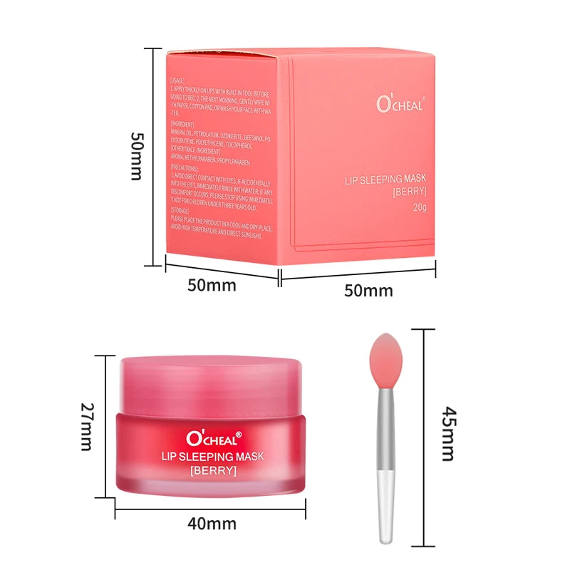 O'CHEAL 20g Moisturizing Lip Sleeping Mask Jerry Plumper Lip Cream Prevent Dryness Cracking Lip Skin Care Mask Overnight Repair