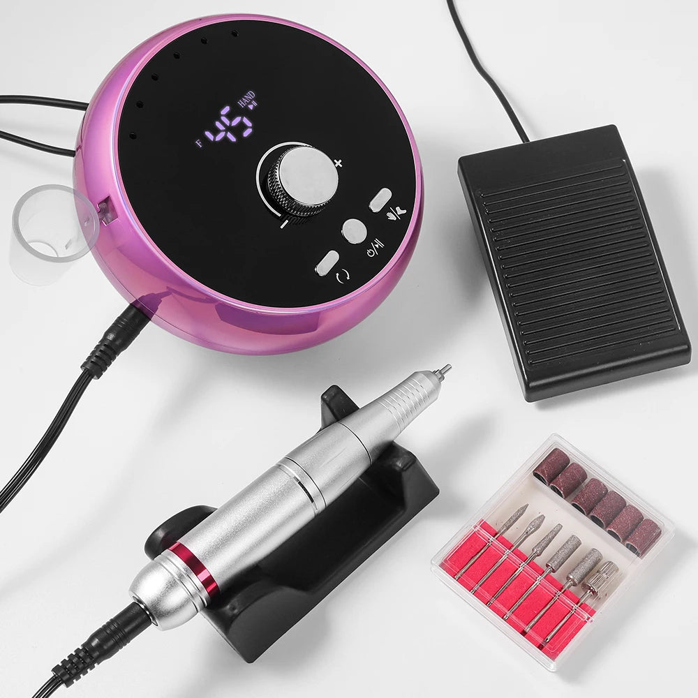 Professional Manicure Drill Machine 45000RPM Electric Nail Drill Machine White Pink Purple Nail Sander Gel Cuticle Remove