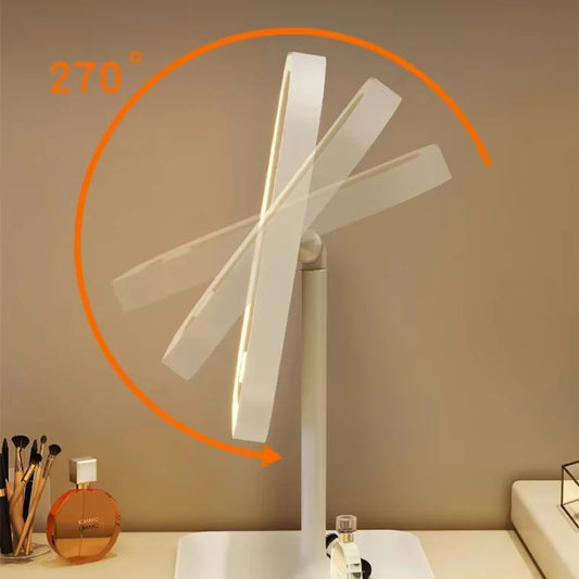 Rechargeable LED Vanity Mirror with 3 Colors Dimmable Lights Touch Control Makeup Mirror for Home Travel Portable Cosmetic