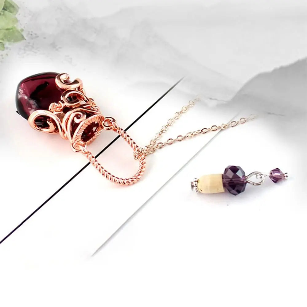 Multicolor Perfume Vial Necklace Glass Vial Heart Shape Wishing Bottle Pendant Essential Oil Diffuser Adjustable Chain Jewelry
