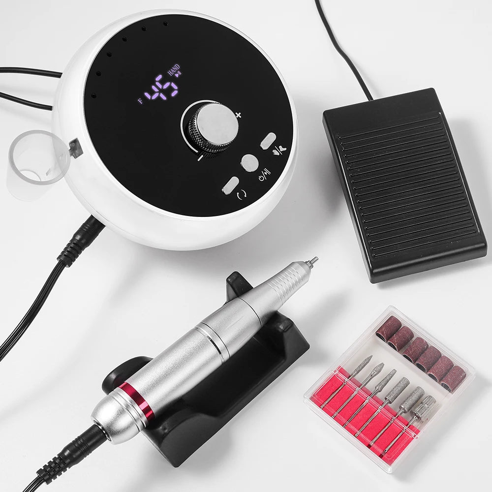 Professional Manicure Drill Machine 45000RPM Electric Nail Drill Machine White Pink Purple Nail Sander Gel Cuticle Remove