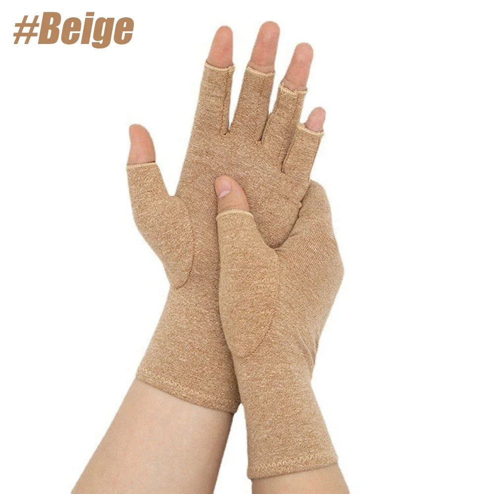 GOMOREON 1Pair Arthritis Gloves Women Men, Carpal Tunnel, Rheumatiod, Tendonitis, Fingerless Hand Thumb Compression Gloves