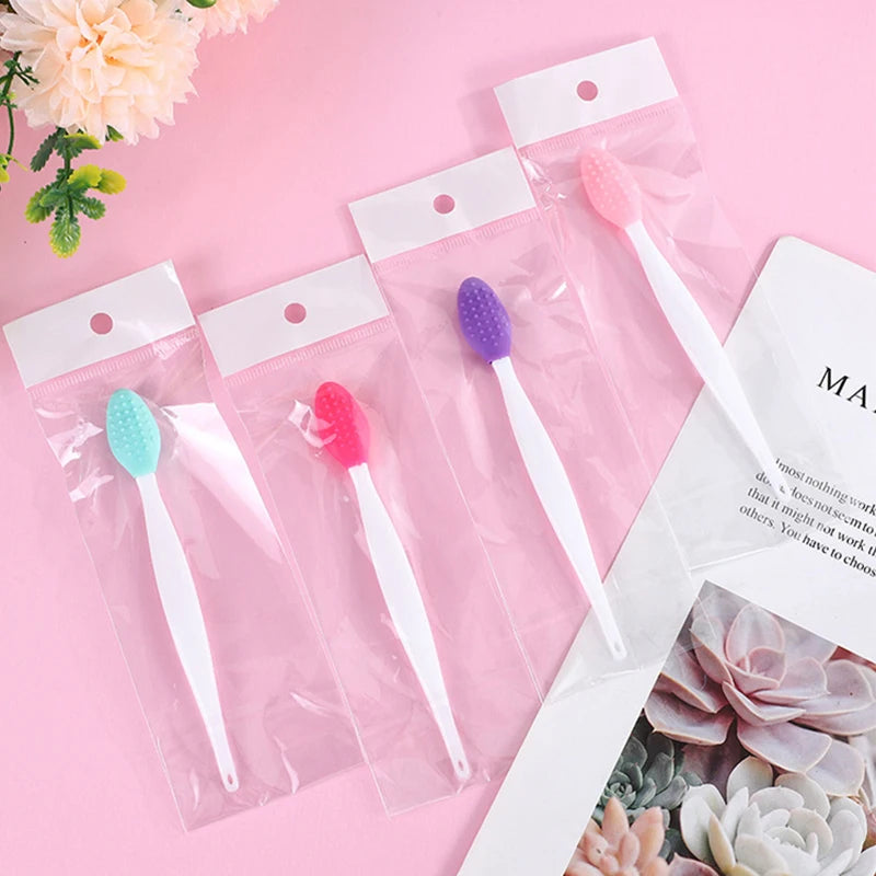 5 Pcs Lip Scrub Brush Silicone Brush Tool Double Sided Mini Exfoliating Brush Exfoliating Lip Brush Lip Scrub Tool for Dark Lips