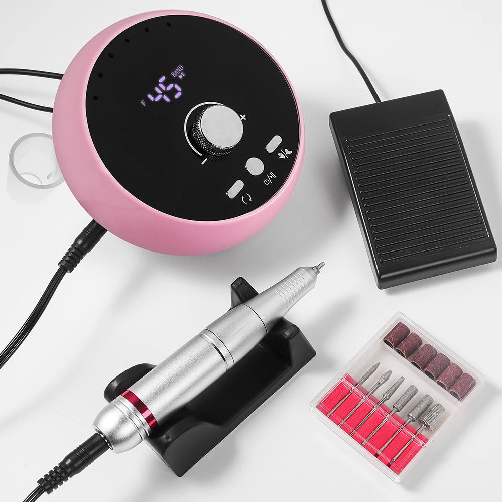 Professional Manicure Drill Machine 45000RPM Electric Nail Drill Machine White Pink Purple Nail Sander Gel Cuticle Remove